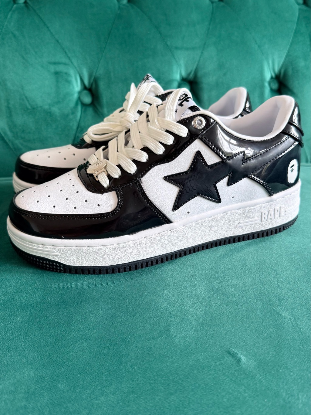Bape Kids Black & White Sta Low Top Sneakers